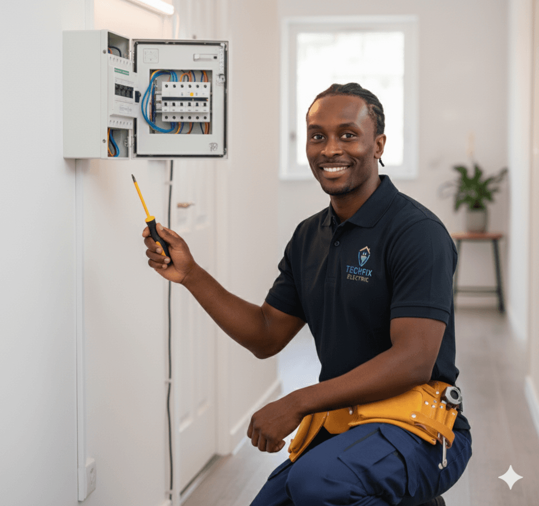 Technician testing fire alarm monitoring panel